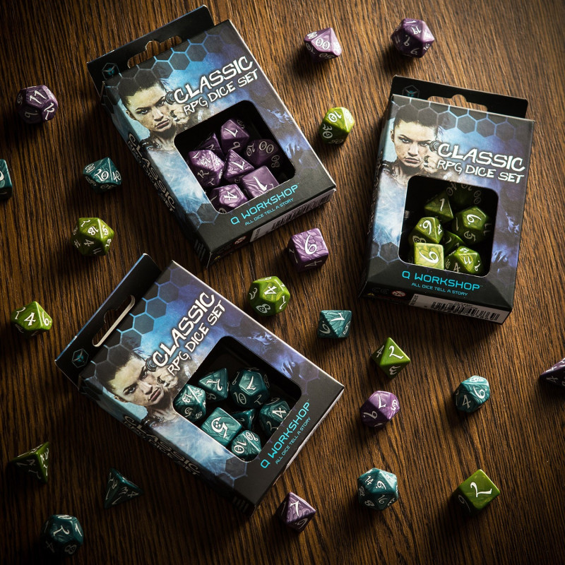 Kości RPG Klasyczne Lawendowo-białe (7)