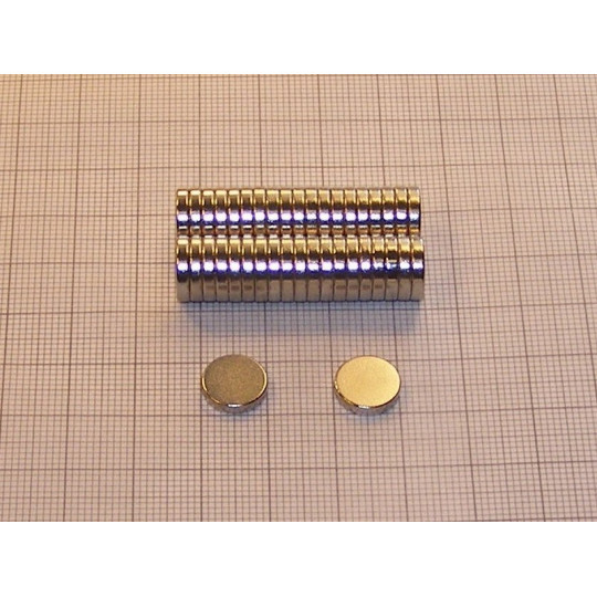 Magnes neodymowy walec 10 x 2 mm