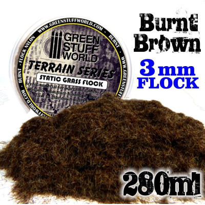 Static Grass Flock 3 mm - BURNT Brown - 280 ml
