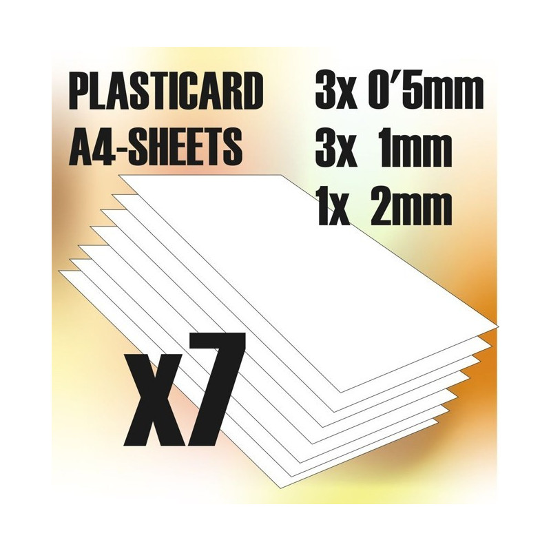 ABS Plasticard A4 - Variety 7 sheets pack