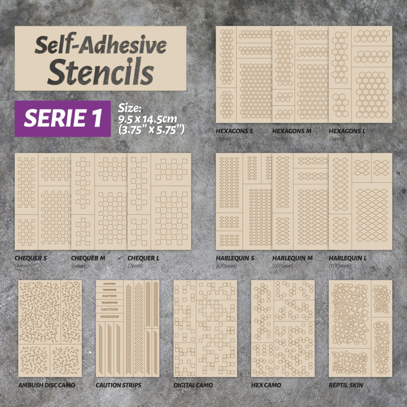 Self-adhesive stencils - Chequer M - 6mm