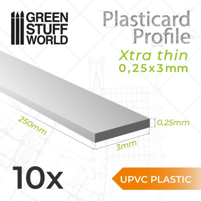uPVC Plasticard - Profile Xtra-thin 0.25mm x 3mm