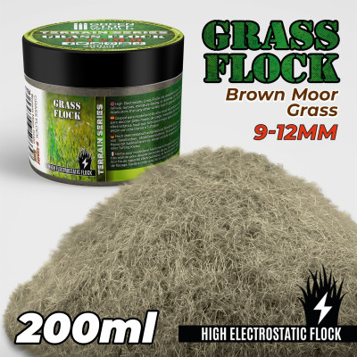 Static Grass Flock 9-12mm - Brown Moor Grass - 200 ml