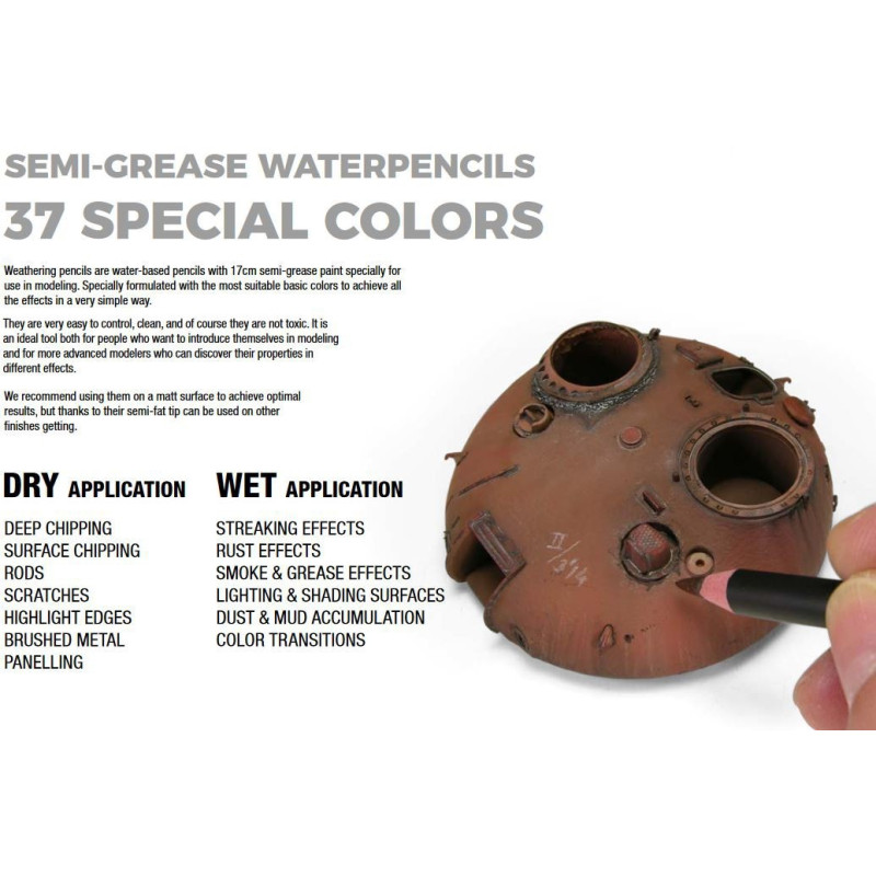 Watercolor Pencil Dark Chipping for Wood