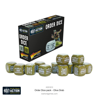 Bolt Action Orders Dice Pack – Olive Drab (12)