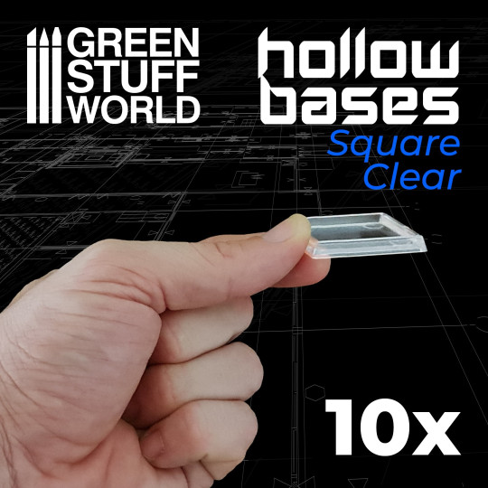 Plastic CLEAR Square Hollow Base 40mm