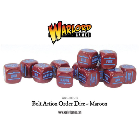 Bolt Action Orders Dice - Maroon (12)