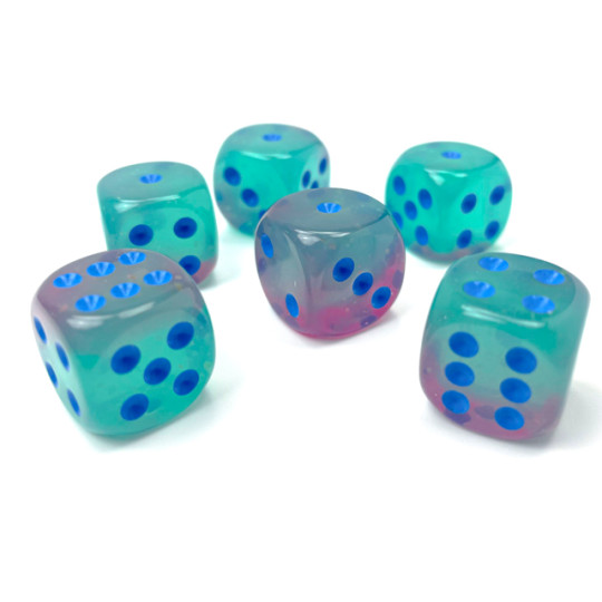 Gemini16mm d6 Gel GreenPink/blue Luminary Dice Block (12 dice)