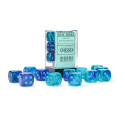 Gemini16mm d6 Blue-Blue/light blue Luminary Dice Block (12 dice)