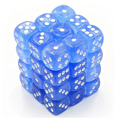 Chessex Borealis 12mm d6 Sky Blue/white Luminary Dice Block (36 dice)