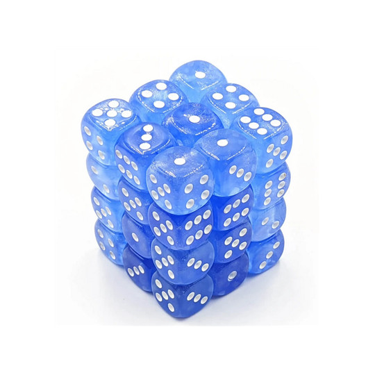 Chessex Borealis 12mm d6 Sky Blue/white Luminary Dice Block (36 dice)