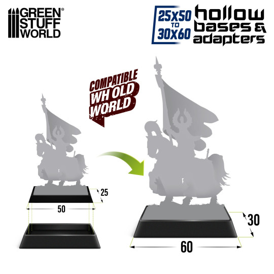 Black Plastic base adaptor 25x50 to 30x60mm