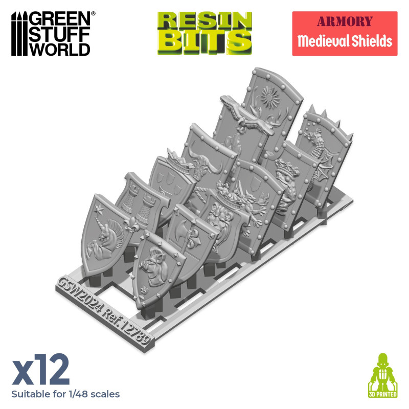 3D printed set - Old World Medieval Shields